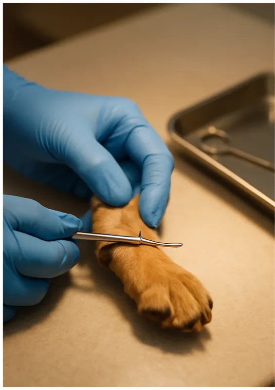 Veterinary minor surgery procedure on pet paw at Life Care Animal Clinic Pune